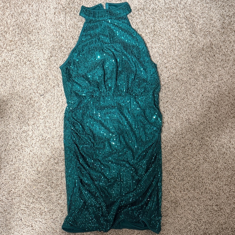 SHEIN Teal Sequin Midi Dress